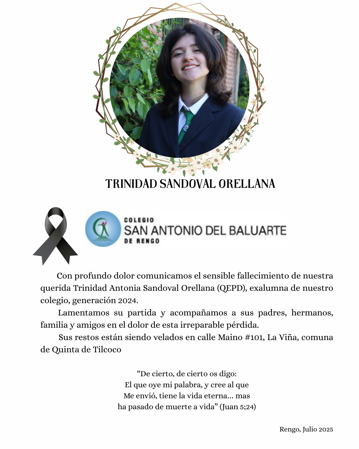 Condolencias Trinidad Sandoval